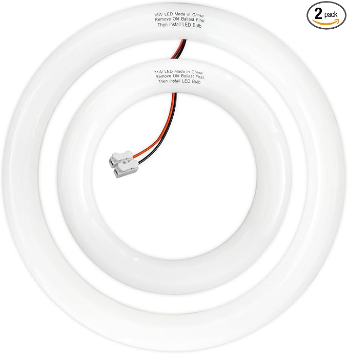LED Replacement for FC8T9 22W and FC12T9 32W Fluorescent Bulb, 8 inch 11W for T9 22 Watts Circular Light Bulbs, 12 inch 16w for 32 Watts Circline, CRI 80, Daylight Ballast Bypass Required