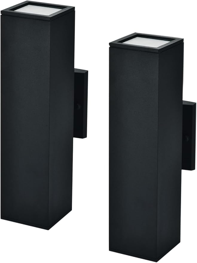 Dawn to Dusk Outdoor Light Fixtures Wall Mount 2 Pack, LED Modern Up Down Lighting Outdoor Wall Sconce Lights 2700k, 13" Black Outside exterior lights for House Porch Garage,IP65,UL Listed (Black)