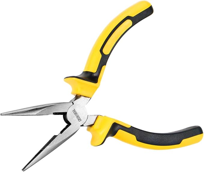 DOWELL Needle Nose Pliers Long Nose Pliers 8 Inch with Wire Cutter for Jewelry Nickel Chromium Steel Construction And Professional Handle