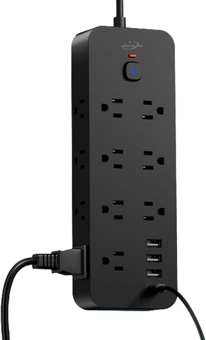 Surge Protector Power Strip with USB Ports, 14 AC Outlets with 4 USB Ports (1 USB C), 5 Feet Cord with Multiple outlets, 1875W/15A, One Touch Switch Button, Wall Mountable for Home, Office-Black