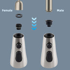 iFealClear Universal Metal Kitchen Faucet Head Replacement, Pull Down Kitchen Sink Faucet Sprayer Head, Compatible with Moen, Delta, American Standard Faucets,15 Adapters, 3 Modes, Brushed Nickel