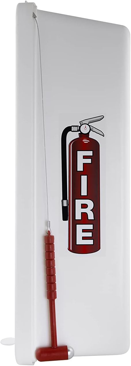 Fire Extinguisher Cabinet Fire Extinguisher Box Outdoor Fire Cabinet Mounted Fire Extinguisher Cabinet Fire Extinguisher Cover (White with Hammer Attachment, Rx350, Plastic, 10 Pounds, 5, AKA1)