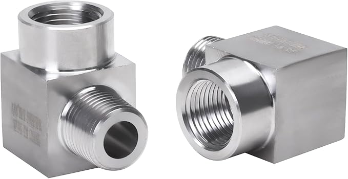 90 Degree Street Elbow - 3/8" NPT Male to 3/8" NPT Female Stainless Steel 304 Heavy Duty Forged Square Barstock Street Elbow Adapter Pipe Fitting (pack of 2)