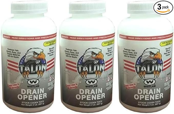 3-PK-Whitlam TDC-2- Talon Drain Opener-2 Pound-Septic System Safe