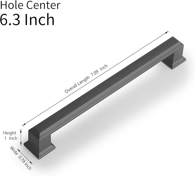 10 Pack 6.3 Inch(160mm) Hole Center Matte Dark Gunmetal Gray Modern Cabinet Pulls Kitchen Cabinet Handles Kitchen Cabinet Hardware Timeless Drawer Pulls for Dresser Cupboard Wardrobe, Gray(6.3x10)