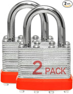 Keyed Alike Laminated Steel Padlocks with Normal Shackle for Sheds, Fences & Lockers (2-Pack)
