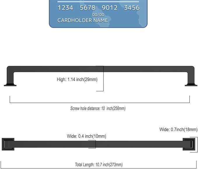10 Pack 10 Inch Matte Black Cabinet Pulls - Kitchen & Dresser Handles