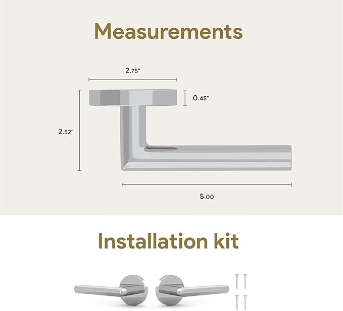 Mega Handles Ronn Dummy Door Handles - 6 Pack Heavy Duty Chrome Door Handles, Non-Turning Door Handle for Closet & French Doors, Single Side, Fits All Standard Doors - Polished Chrome