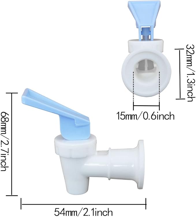 Water Cooler Faucet 2PCS White Plastic Water Cooler Spigots Reusable Spigot Spout Leak Proof Water Beverage Lever Pour Valve Water Crock Water Tap Blue and Red (Red Safety Lock)
