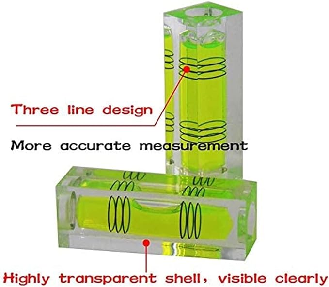 High Precision Mini Level Bubble Small Horizontal Bubble Three Line Horizontal Pearl Level Magnetometer 2PCS (Without magnet)