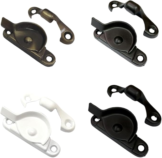 QCAA Zinc Die Cast Window Sash Lock, (2pack, Antique Brass Brushed)