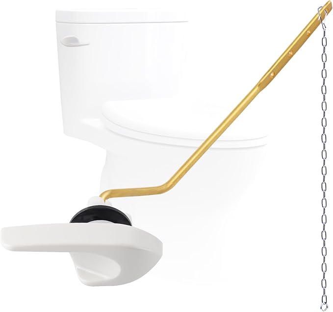 Universal Metal Side Mount Toilet Handle Replacement Kit Compatible with Kohler K-GP30324-CP/Glacier Bay Toilet with 1pc Flapper Chain, Toilet Flusher Lever, White