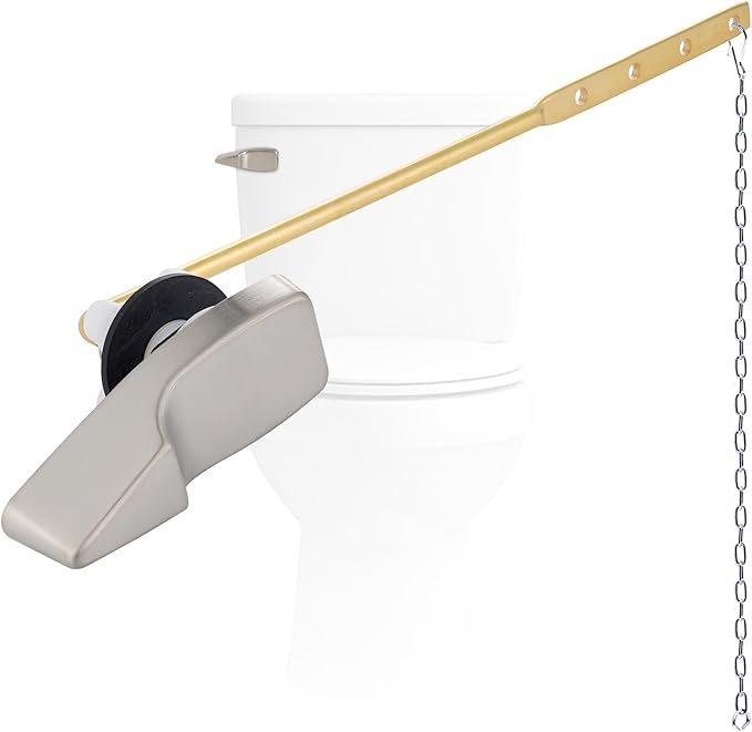 Hygie Rinse Front Mount Metal Toilet Handle Replacement Kit Compatible with American Standard/Mansfield/Gerber/TOTO/Kohler Toilet, Toilet Tank Flusher Lever with Flapper Chain, Brushed Nickel