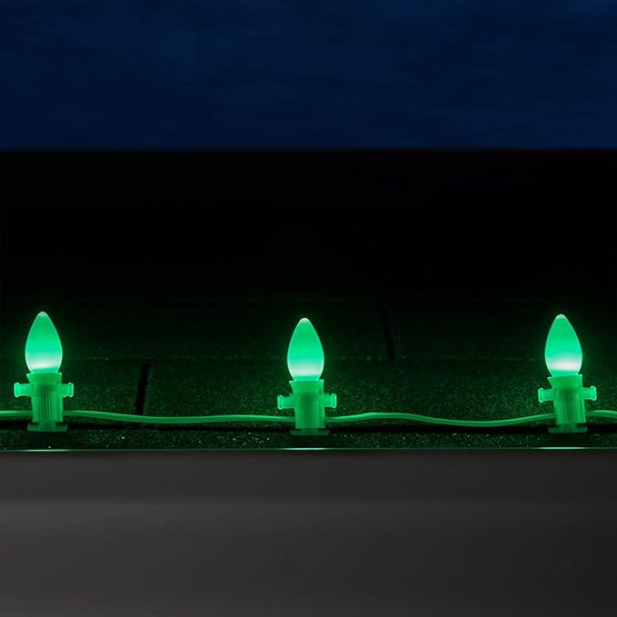 Wintergreen Lighting OptiCore C7 LED Christmas Light Bulbs - 25 Pack Heavy Duty Premium Outdoor Christmas Lights, E12 Base (Green Smooth)