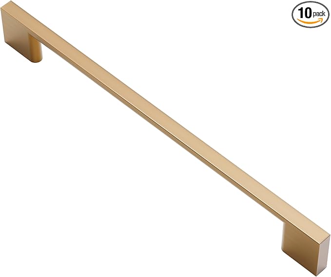 Alzassbg 10 Pack Champagne Bronze Cabinet Pulls, 7-1/2 Inch(192mm) Hole Centers Rectangle Cabinet Handles for Drawers and Cabinets AL3051TGP