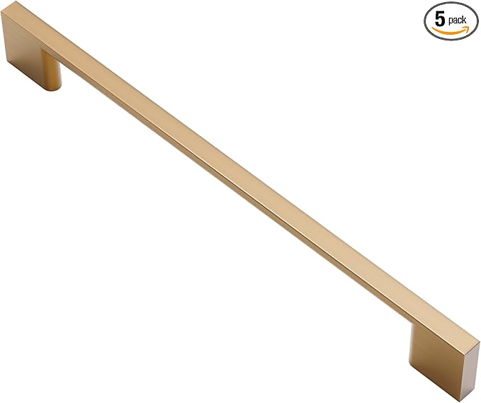 Alzassbg 5 Pack Champagne Bronze Cabinet Pulls, 7-1/2 Inch(192mm) Hole Centers Rectangle Cabinet Handles Kitchen Pulls for Drawers and Cabinets AL3051TGP