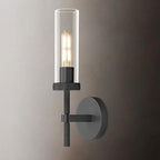 Knurled Wall Sconces Set of Two, Black Wall Sconce Lights, 14" Black Bathroom Wall Sconces, Glass Linear Sconce Wall Lighting, Vanity Lights Bathroom Light Fixture Wall Lights for Living Room