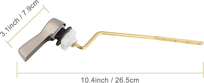 Hibbent Universal Metal Side Mount Toilet Handle Replacement Kit, Brass Toilet Flush Tank Lever with Stainless Steel Flapper Chains for Most Toilets, Brushed Nickel Finish