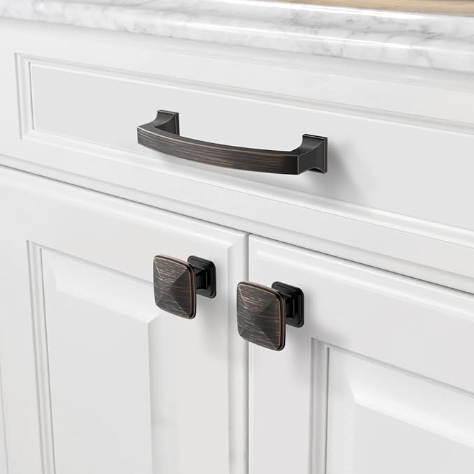 Asidrama 10 Pack 4 Inch(102mm) Hole Centers Kitchen Cabinet Handles, Oil Rubbed Bronze Cabinet Pulls Kitchen Cabinet Hardware for Cupboard Drawer Pulls