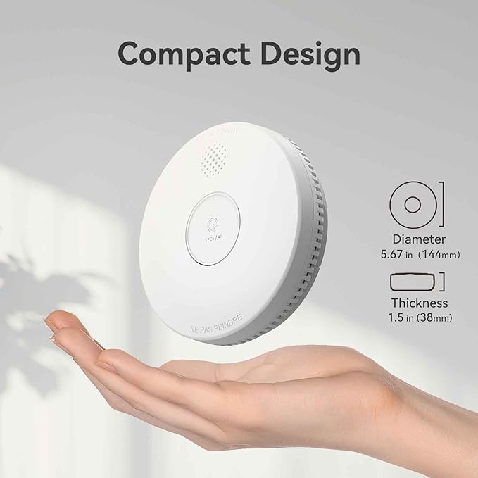 Jemay Smoke Detector, Photoelectric Smoke Alarm with 9V Backup Battery, Hardwired Interconnected Smoke Detectors, Fire Alarm with Test/Silence Button for Home, 2 Packs