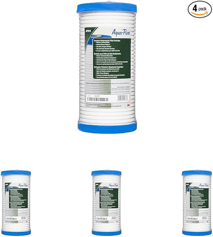 3M Aqua-Pure Whole House Replacement Water Filter AP810, For Aqua-Pure AP801, AP801-C, AP801T and AP801B Water Filtration Systems,White (Pack of 4)