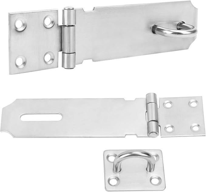 8 Pack Door Hasp Latch Lock with Screws, 5 Inch 304 Stainless Steel Hasp Latch Locks, Safety Packlock Clasp, Latch Locks for Garage, Shed, Doors