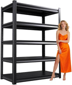 72 ”H Garage Shelving Heavy Duty, Garage Storage Shelves 2500LBS Industrial Shelving Unit, Adjustable Metal Shelving, Steel Garag Organizer, Rack Shelf for Basement, 72 ”H×36”W×16”D