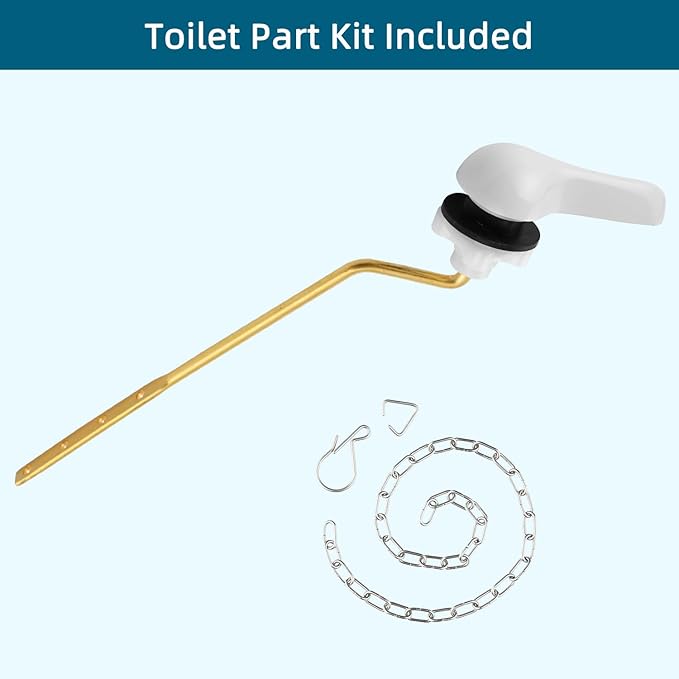 Hygie Rinse 2PCS Universal Metal Toilet Handle Replacement Kit Side Mount Toilet Lever Compatible with TOTO/Glacier Bay/Gerber, Toilet Flush Handle with Flapper Chain, White