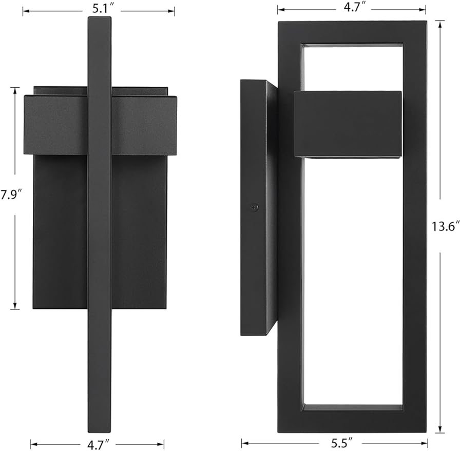 LamQee Outdoor Wall Lights Modern Exterior Lighting Fixtures, 3000K Integrated LED Outdoor Wall Sconce Lighting, Matte Black Outside Wall Mount Lights for House Front Door Porch Garage Patio 1 Pack