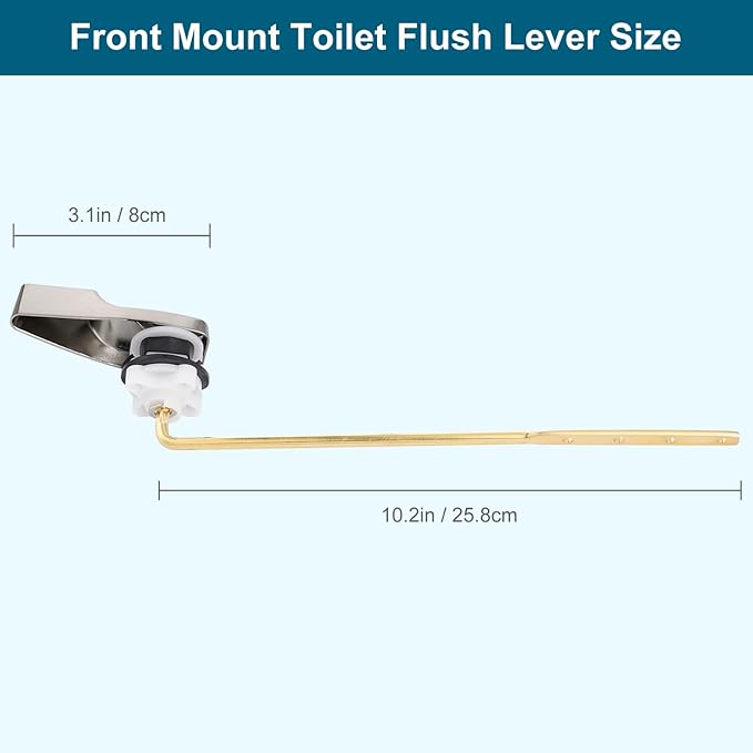Hygie Rinse Front Mount Metal Toilet Handle Replacement Kit Compatible with American Standard/Mansfield/Gerber/TOTO/Kohler Toilet, Toilet Tank Flusher Lever with Flapper Chain, Brushed Nickel