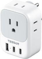 US to India Plug Adapter, TESSAN Type D Travel Adapter with 4 Outlets 3 USB (2 USB-C), Power Adaptor for USA to India Nepal Maldives Pakistan Bangladesh Sri Lanka Bhutan Yemen