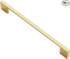 Alzassbg 10 Pack Matt Gold Cabinet Pulls, 7-1/2 Inch(192mm) Hole Centers Rectangle Cabinet Handles Kitchen Pulls for Drawers and Cabinets AL3051MGP