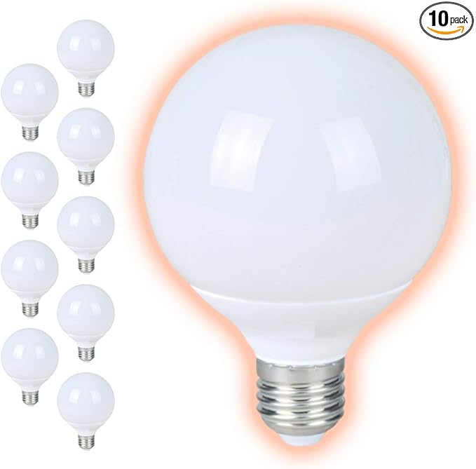 GoodBulb 15-Watt Frosted G25 Light Bulbs LED Restaurant Bulb E26 Medium Base 2700K Warm White Color 820 Lumens Pack of 10 Bulbs