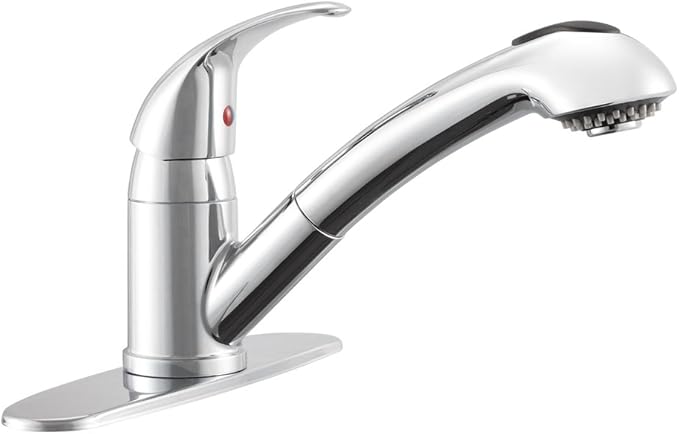 Dura Faucet DF-NMK852-CP RV Pull-Out Swivel Single Handle Kitchen Sink Faucet - One-Hole (Chrome)