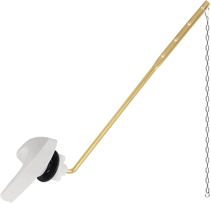 Universal Metal Front Mount Toilet Handle Replacement Kit Compatible with Kohler Toilet Tank Parts, Toilet Flush Lever Handle with Flapper Chains, White