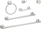 Amazon Basics 5 Piece, Satin Nickel AB-BR817-SN Bathroom Hardware Set, Variety Pack