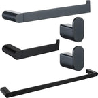RANDOM 5 Piece Bathroom Hardware Set Matte Black Towel Bar Set Include 9.8/23.6 Inch Towel Bar Toilet Paper Holder and 2 Towel Hooks Stainless Steel Bathroom Decor Wall Mount Bathroom Accessories Kit.