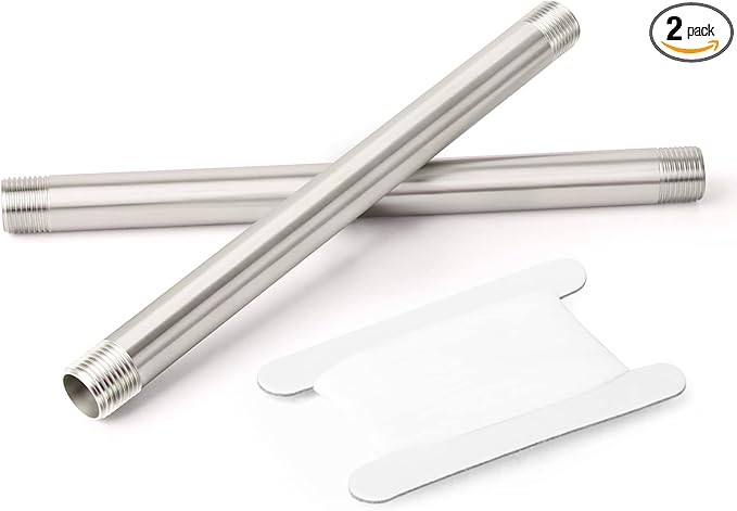 TAISHER 2Pcs Stainless Steel Pipe Fittings, 3/4" NPT x 3/4" NPT Male Threaded, 10" Length Nipple Cast Pipe