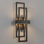 LamQee 2 Pack 25.6" Modern Outdoor Wall Light, Integrated LED 1200LM Large Exterior Lighting Fixture Rectangle Outdoor Sconce, Matte Black Wall Mount Porch Light Outside Lamp for House Garage Patio