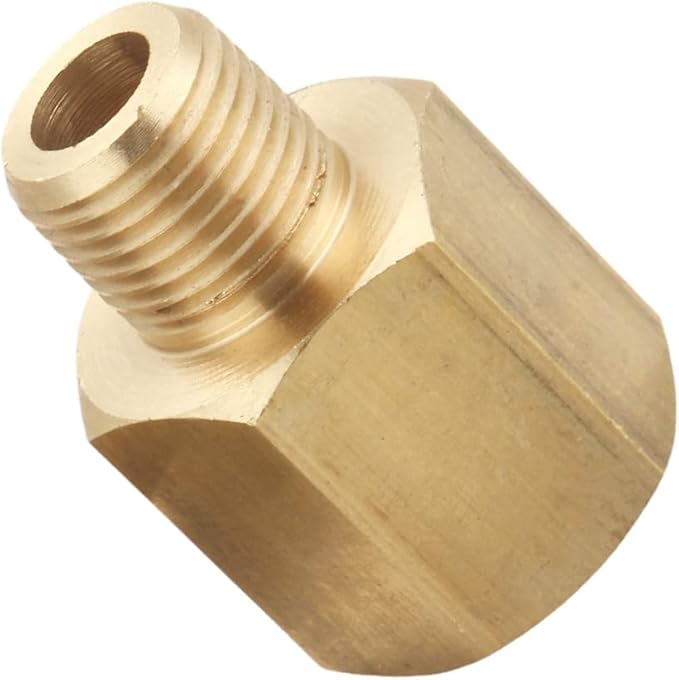 1/8 Inch NPT Male to 1/8 Inch NPT Female Pipe Reducer Adapter, Brass Pipe Extension Fittings, Thread 0.375" OD to 0.375" ID, Pack of 2