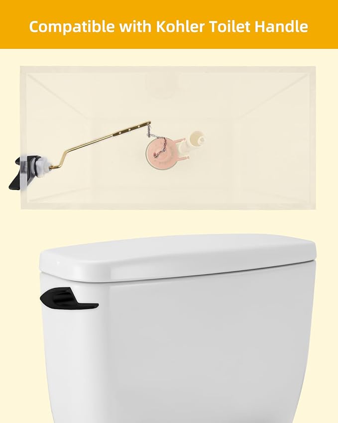 Universal Black Toilet Handle Replacement Kit, Side/Angle Mount Toilet Flush Handle Compatible with Kohler K-GP30324-CP/TOTO/American Standard, Stainless Steel Flapper Chain