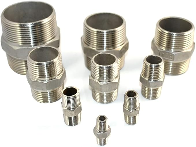 1/8" ~2" NPT Male Threaded Hex Nipple,Stainless Steel 304 Quick Coupler Pipe Fitting (1/8")