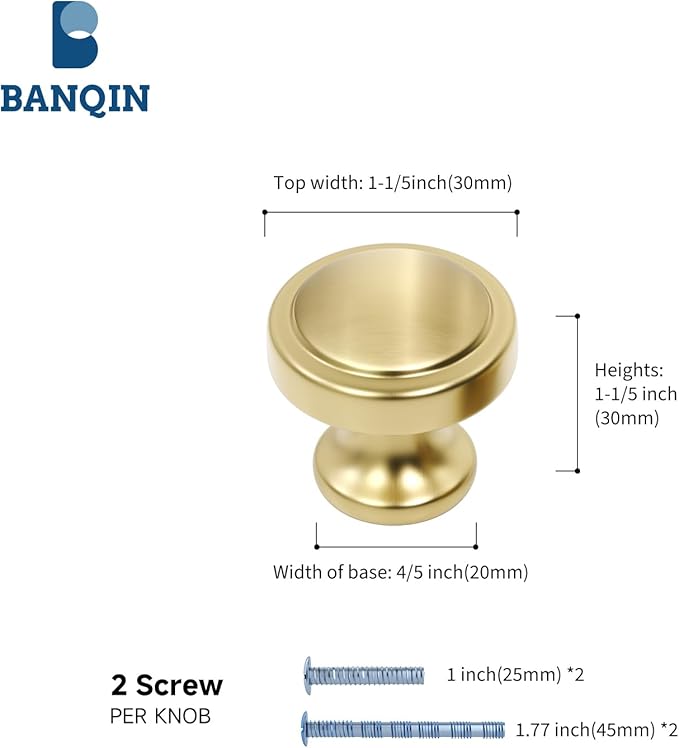 10 Pack Brushed Gold Cabinet Knobs Gold Kitchen Knobs Round Cabinet Hardware for Dresser Drawers,Aluminum Alloy