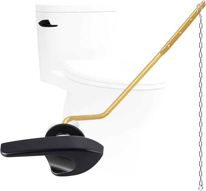 Universal Metal Side Mount Toilet Handle Replacement Kit KitCompatible with Kohler K-GP30324-CP/Glacier Bay Toilet with 1pc Flapper Chain, Toilet Flusher Lever, Matteblack
