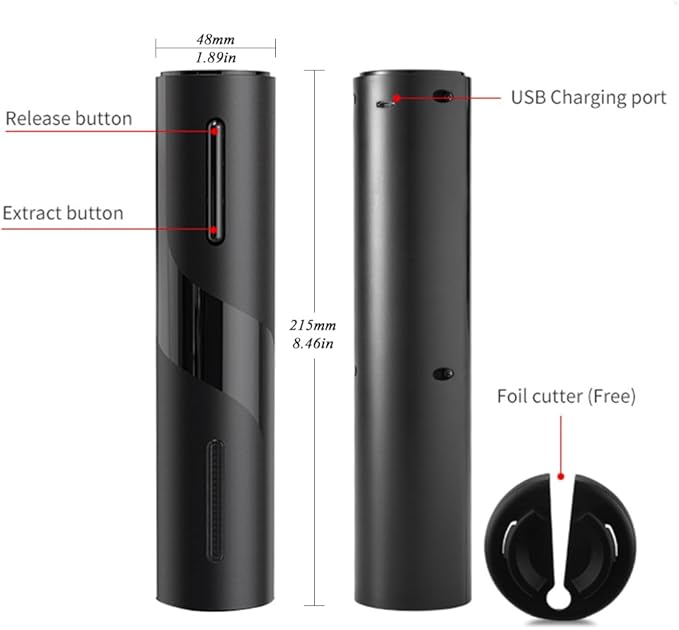AIKARO - Electric Wine Bottle Opener Automatic Electronic Corkscrew, Rechargeable