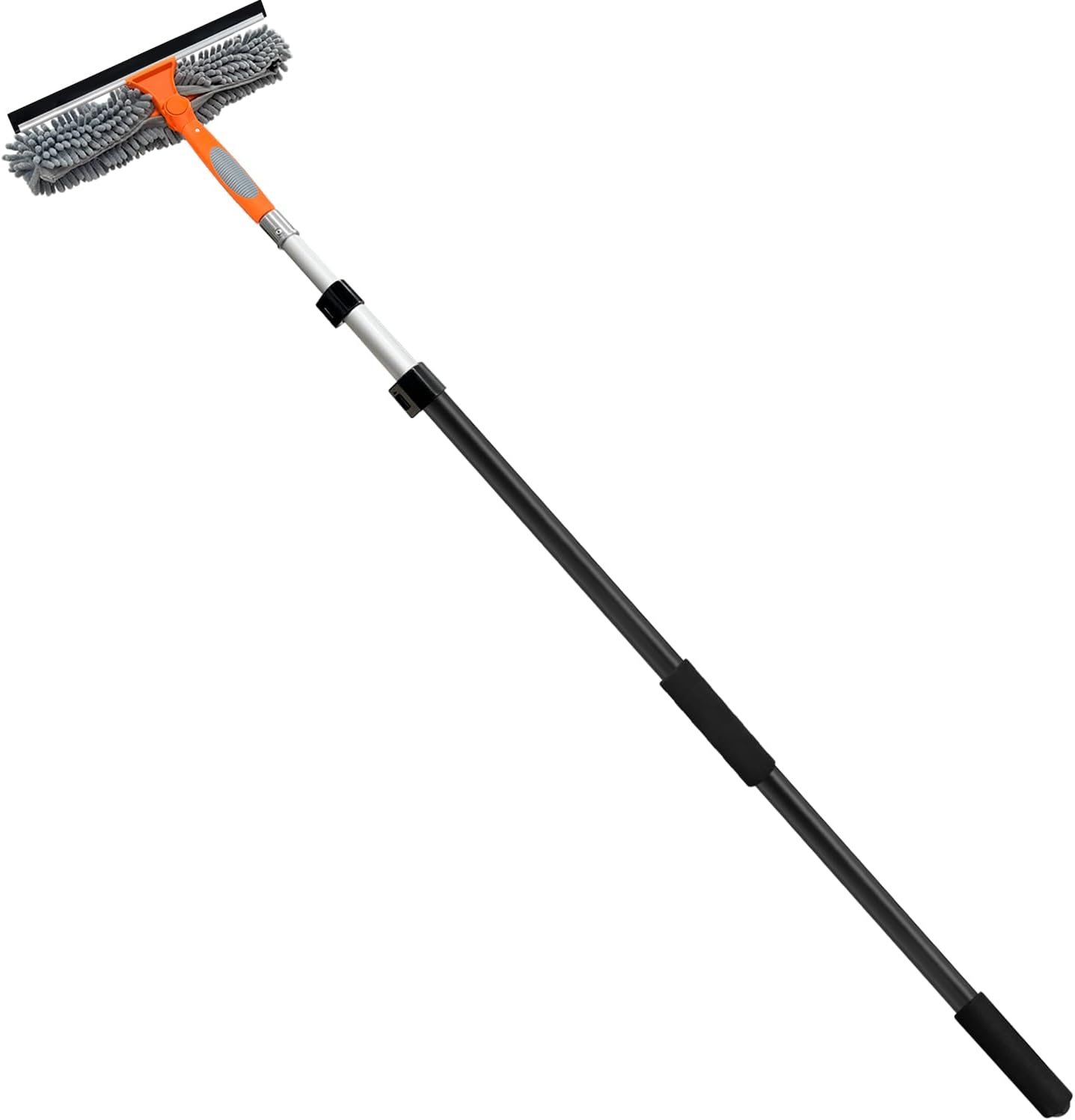 20 Ft High Reach Window Squeegee with 5-12Ft Extra-Thick Aluminum Telescopic Extension Pole| 14" Extra-Large 2-in-1 Window Cleaner Tool| Window Washer for Indoor/Outdoor Window,RV,Truck Glass