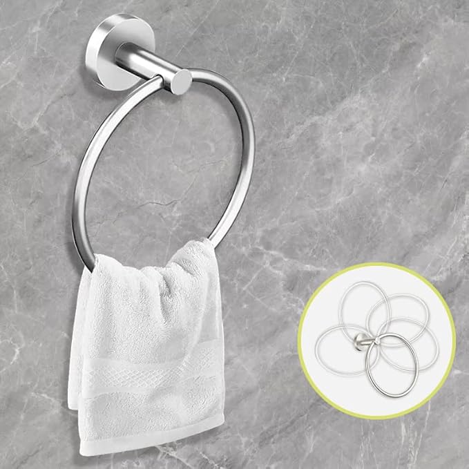 Cilee 10 Piece Brushed Nickel Bathroom Accessories Set, 16 inch Brushed Nickel Bathroon Hardware Set Towel Bar Ring Toilet Paper Holder Robe Towel Hook SUS304 Stainless Steel