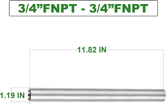 TAISHER 2PCS Stainless Steel Pipe Fittings, 3/4" NPT x 3/4" NPT Female Threaded, 12" Length Nipple Cast Pipe