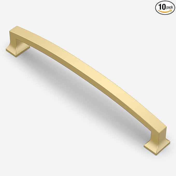 Asidrama 10 Pack 9 Inch(228mm) Brushed Gold Kitchen Cabinet Handles, Cabinet Pulls Kitchen Cabinet Hardware for Cupboard Drawer Pulls
