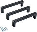 20 Pack 5" Black Cabinet Handles Matte Black Dresser Handles Drawer Pulls Square Cabinet Pulls for Kitchen Modern Stainless Steel Handles for Cabinets and Drawers